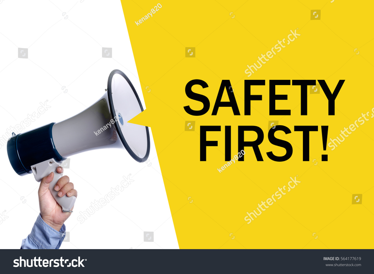 Safety First Hand Megaphone Loudspeaker Business Stock Photo 564177619 ...