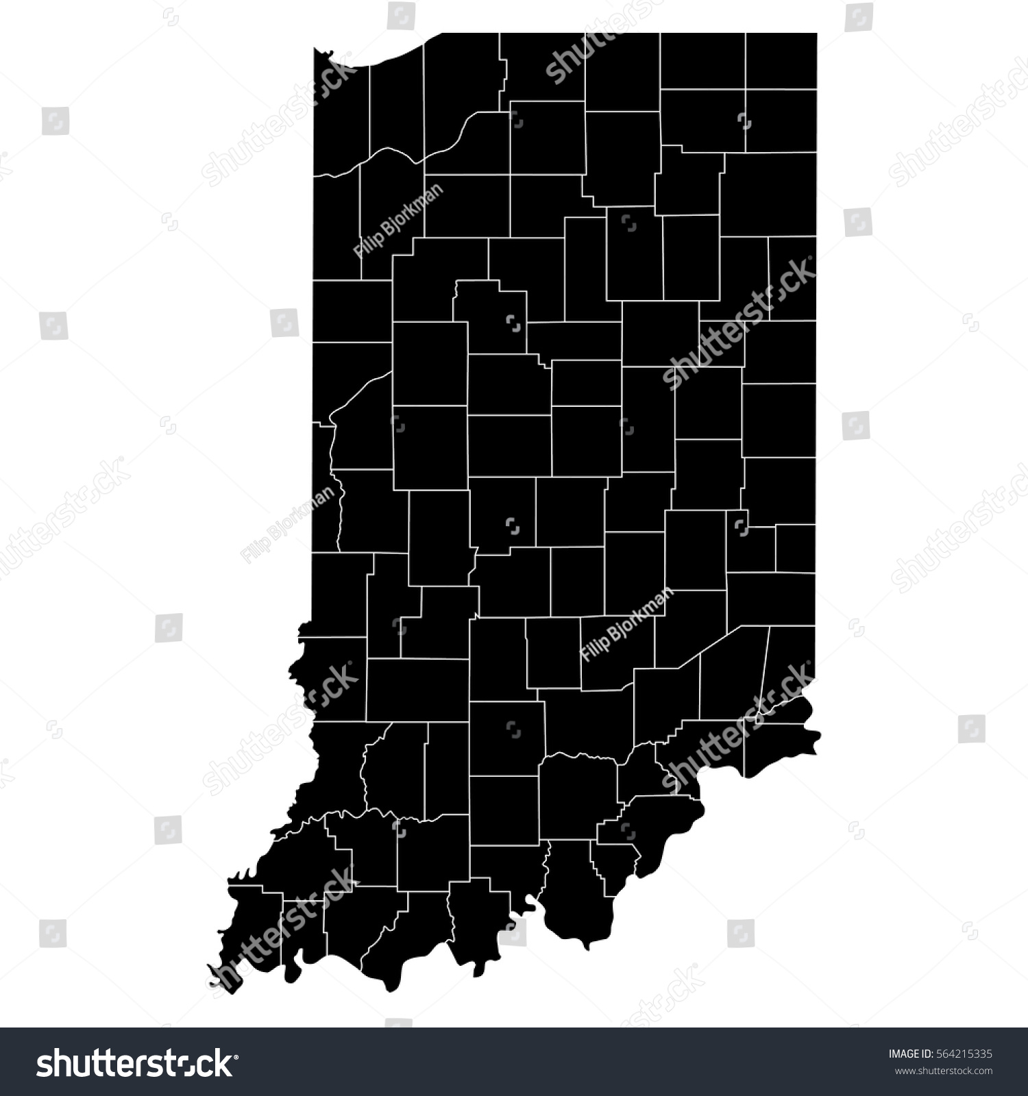 High Detailed Vector Map Counties Indiana Stock Vector (Royalty Free ...