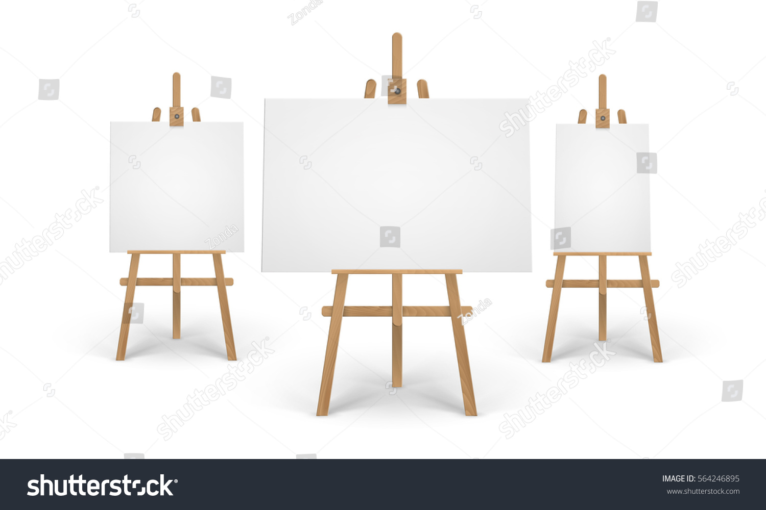 Vector Set Wooden Brown Sienna Easels Stock Vector (Royalty Free ...