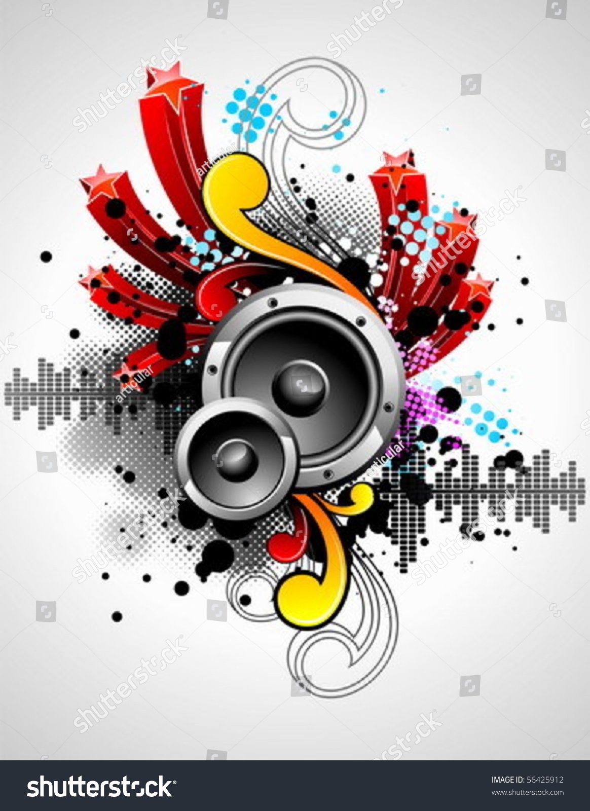 Vector Illustration Musical Theme Speakers Abstract Stock Vector ...