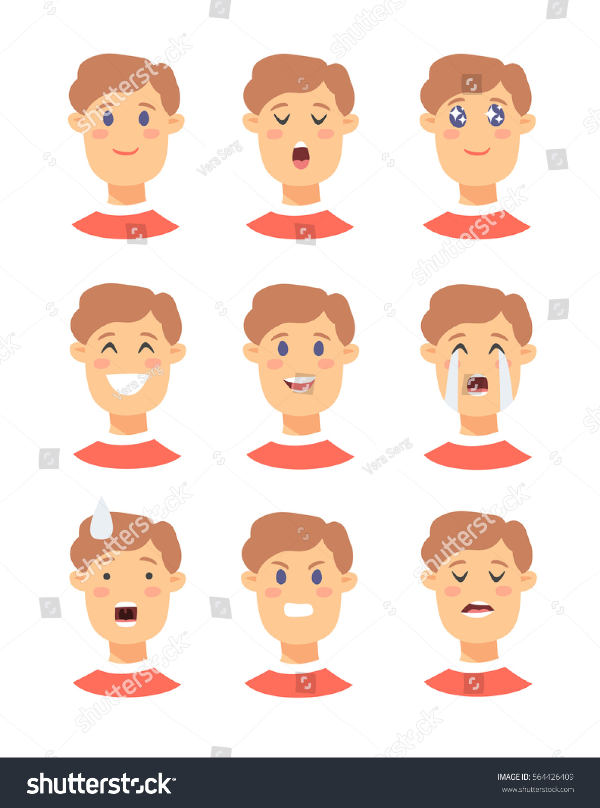 Set Male Emoji Characters Cartoon Style Stock Vector (Royalty Free ...