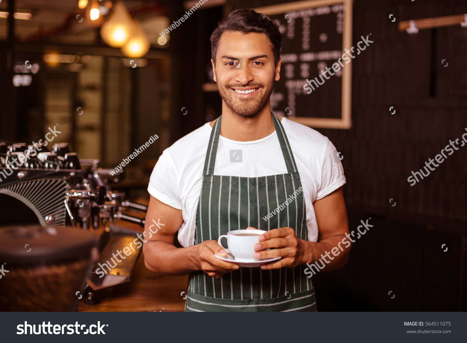 Smiling Barista Holding Coffee Cafe Stock Photo 564511075 | Shutterstock