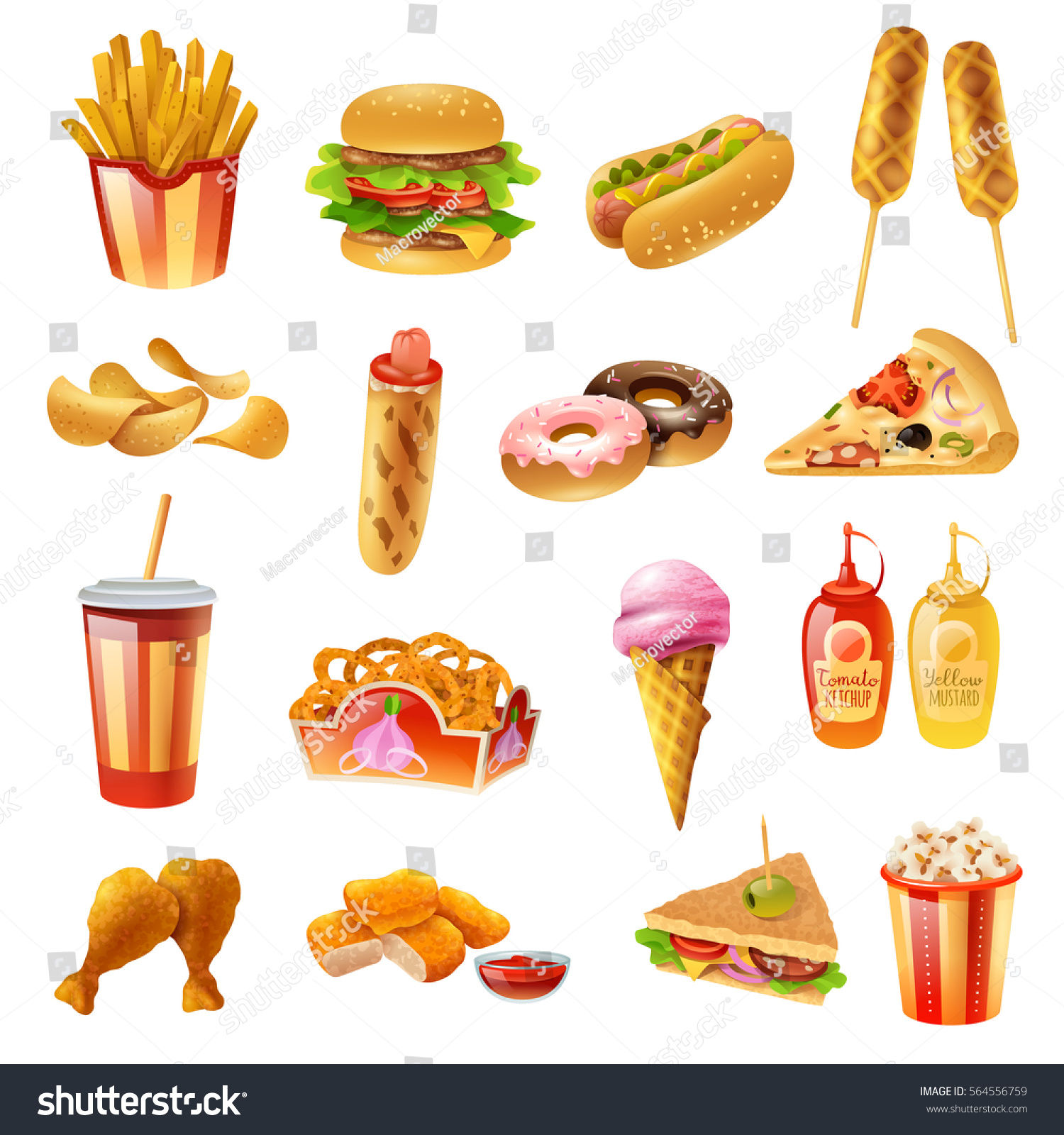 Fast Food Restaurant Menu Colorful Icons Stock Vector (Royalty Free ...