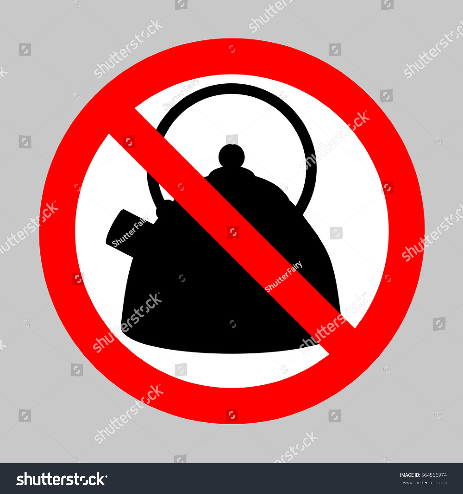 No Vector Kettle Icon Forbidden Sign Stock Vector (Royalty Free ...