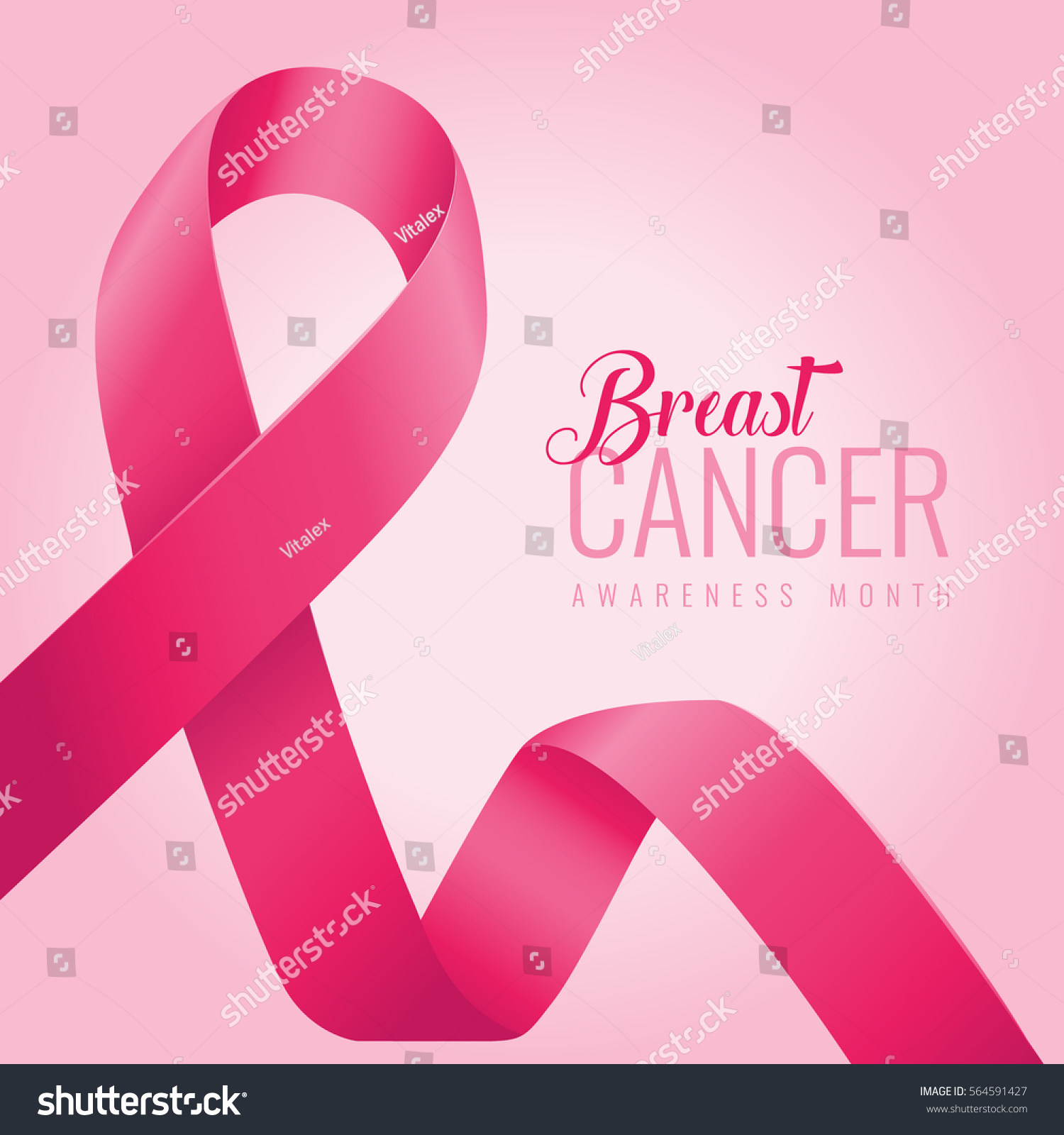 Breast Cancer Awareness Ribbon Background October Stock Vector (Royalty ...