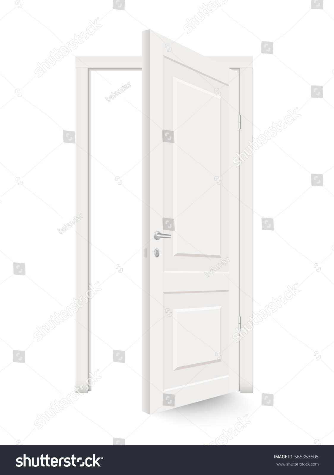 Open White Door Isolated Realistic Vector Stock Vector (Royalty Free ...