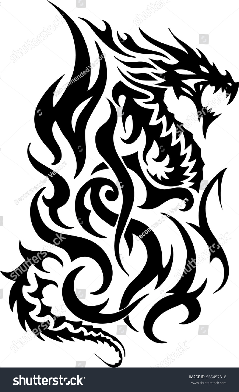 Tribal Dragon Tattoo Design Illustration Stock Vector (Royalty Free ...