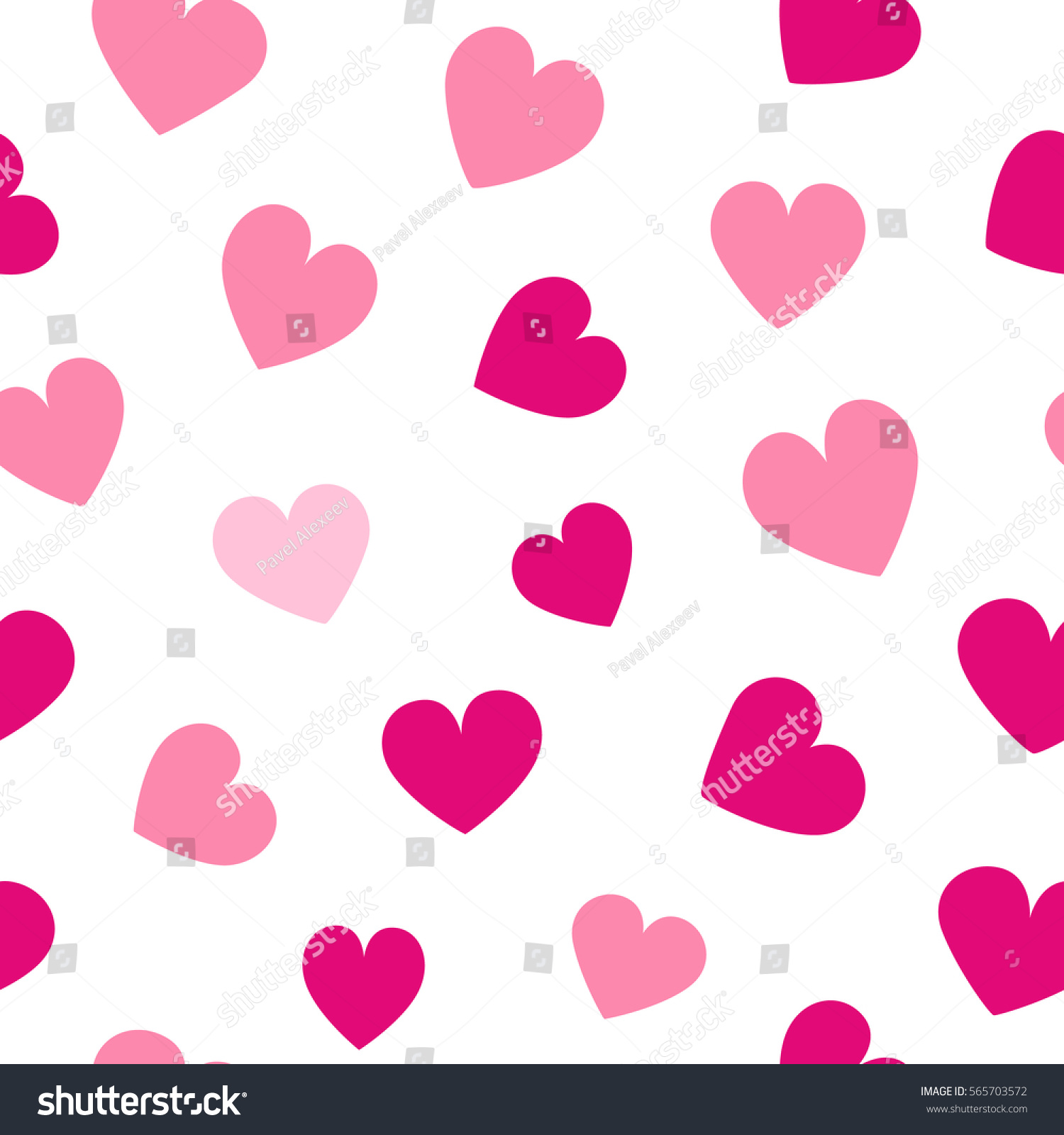 Seamless Hearts Pattern White Background Vector Stock Vector (Royalty ...