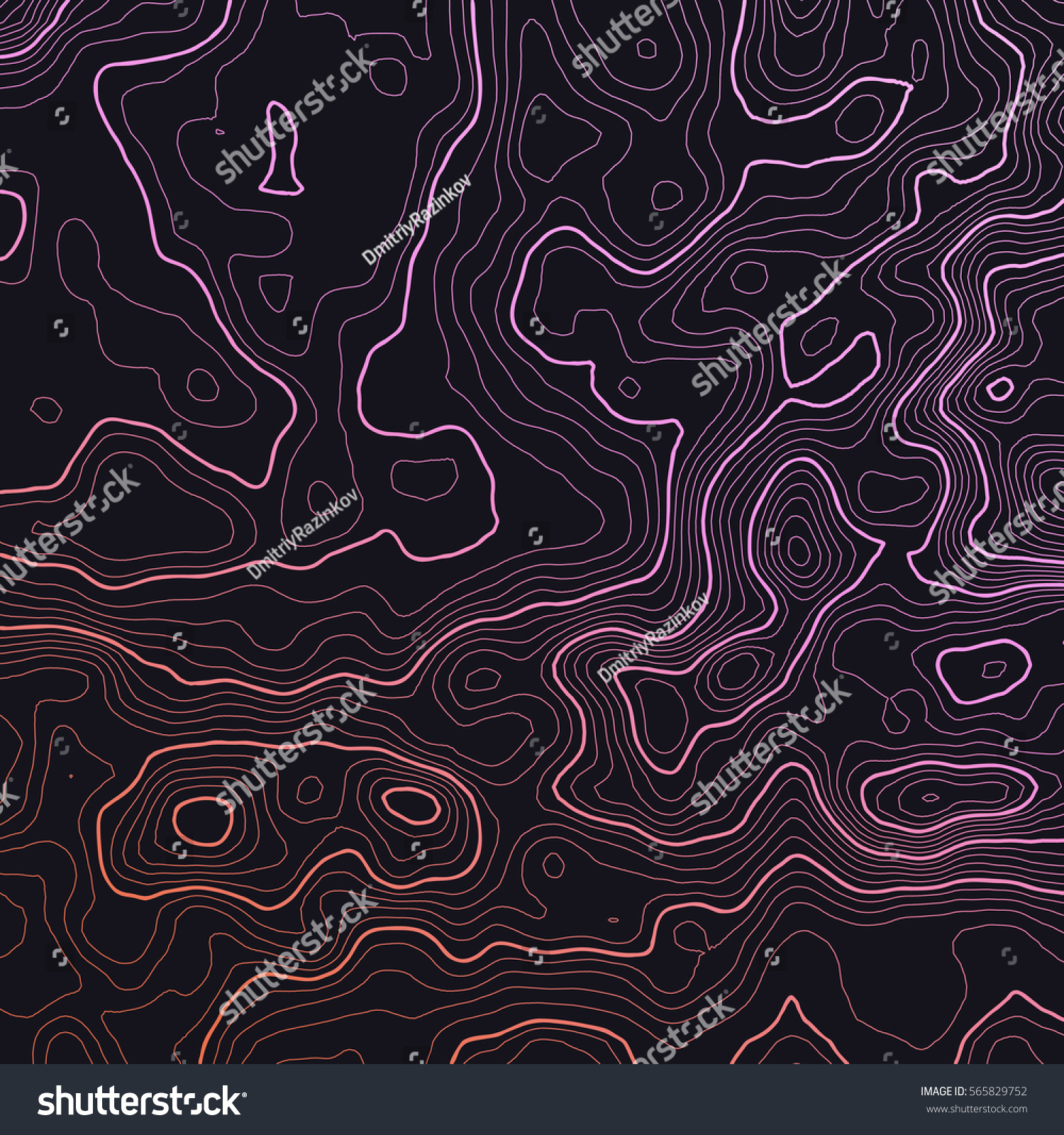 Dark Colorful Topographic Map Stock Vector (Royalty Free) 565829752 ...