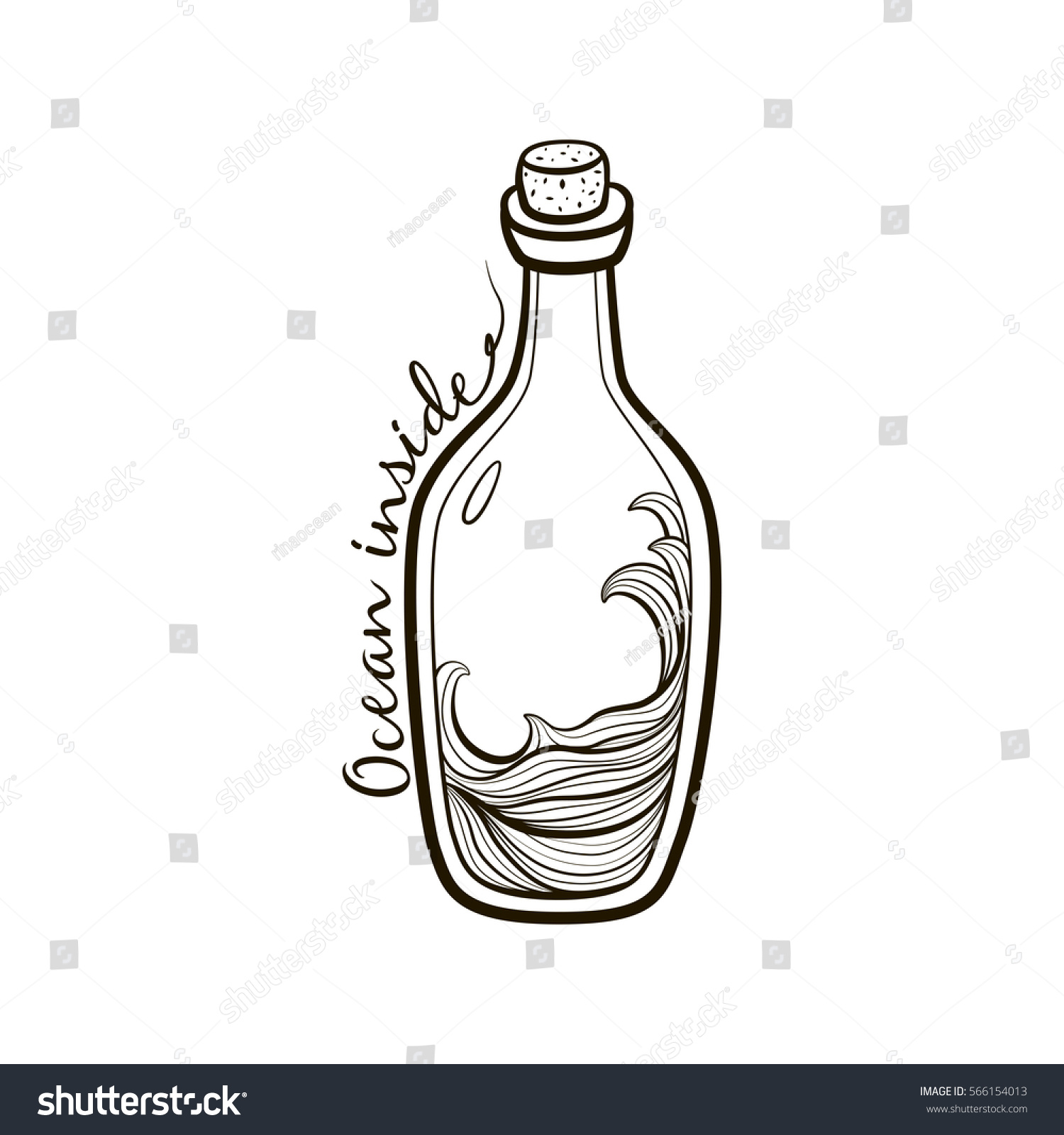 Old Fashioned Vintage Bottle Ocean Inside Stock Vector (Royalty Free ...