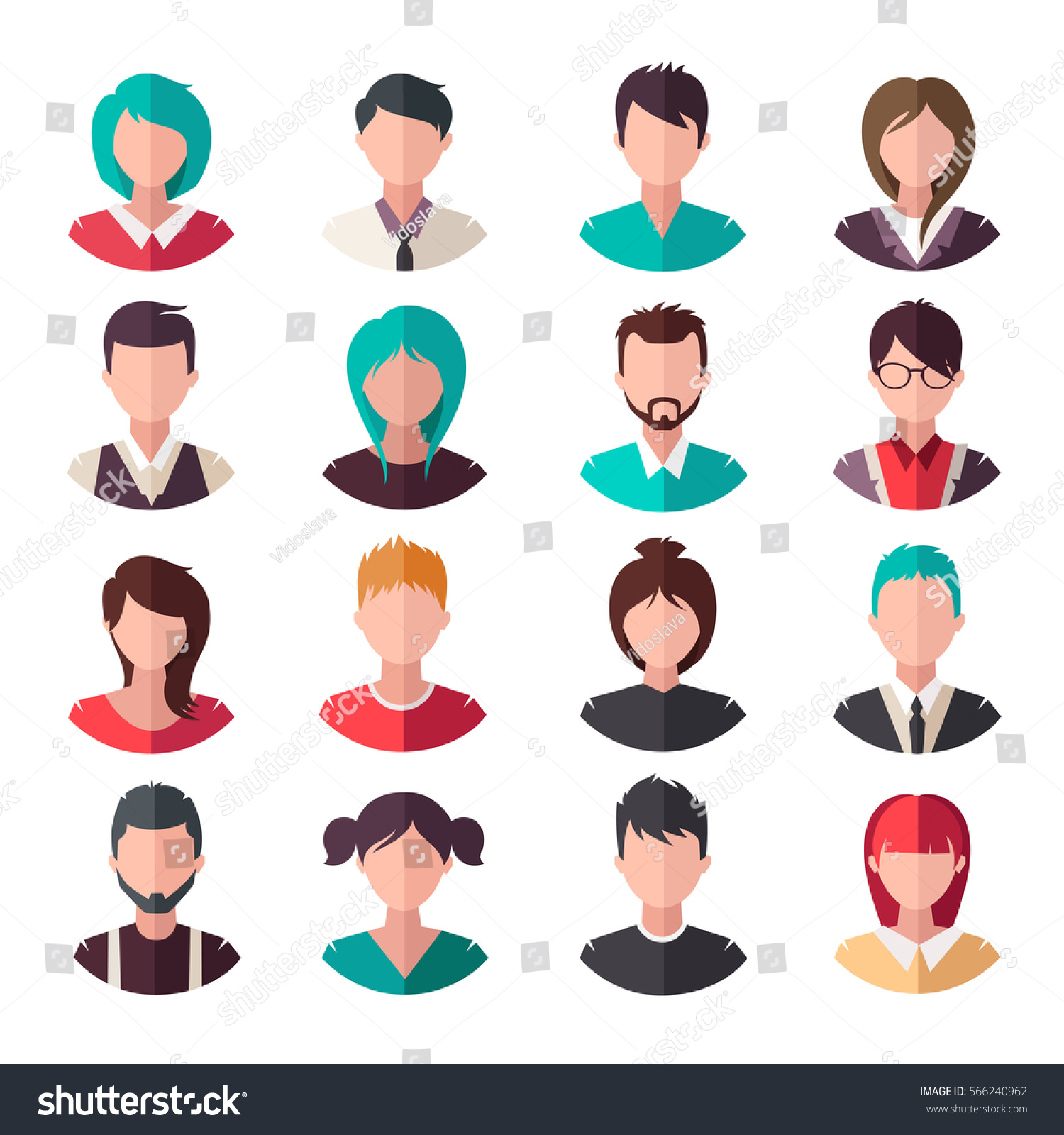 Set Vector Flat Icons People Icons Stock Vector (Royalty Free ...