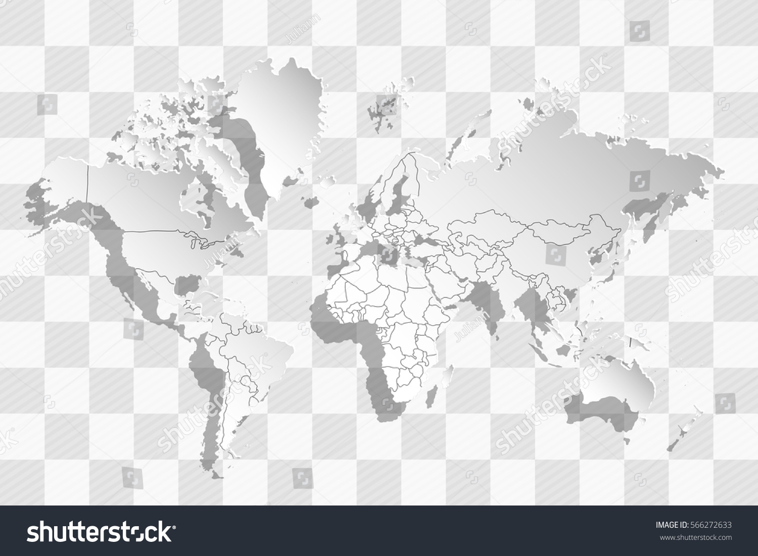 Stock Vector Political Map Of The World Gray World Map Countries Vector Illustration 566272633 