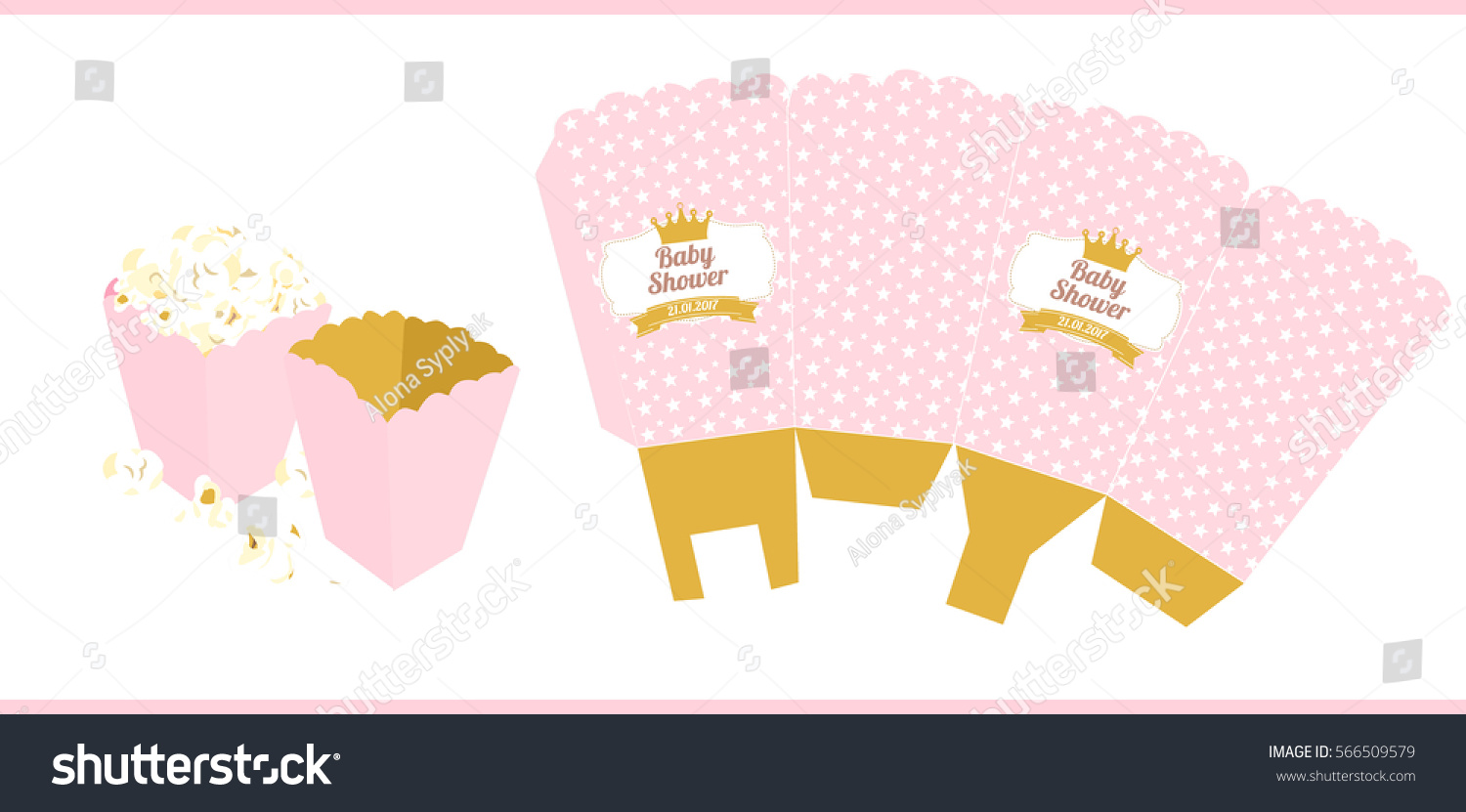 Popcorn Paper Box Template Little Princess Stock Vector (Royalty Free ...