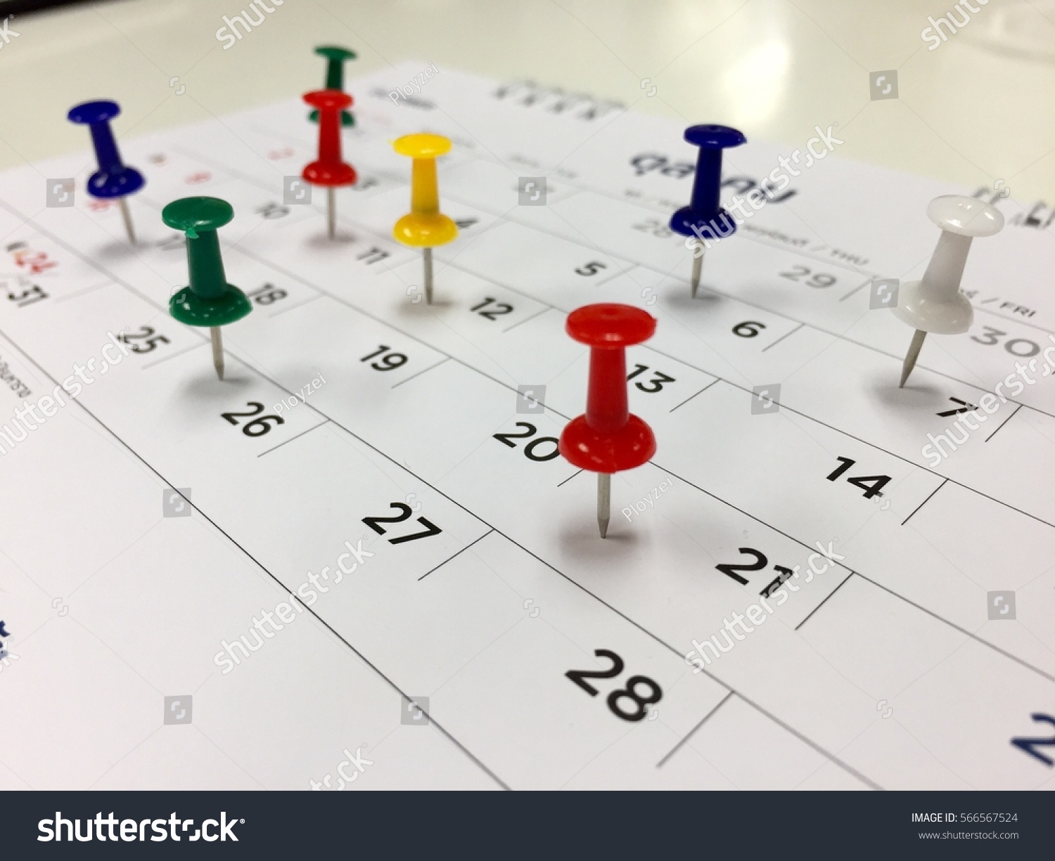 Thumbtack Calendar Concept Busy Appointment Meeting Stock Photo