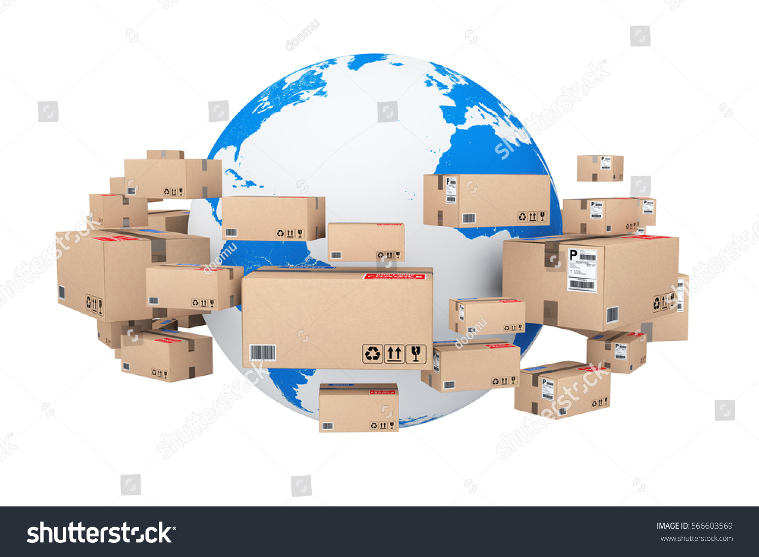 Global Shipping Logistic Concept Earth Globe Stock Illustration ...