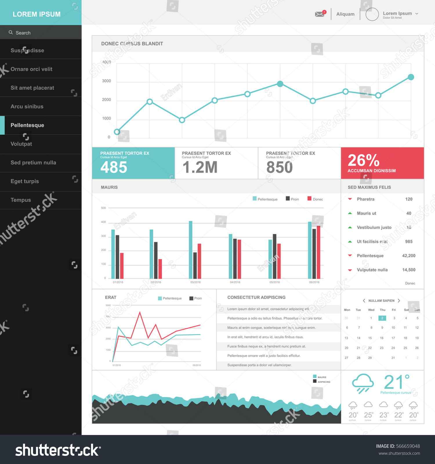 Dashboard Admin Panel Template Design Stock Vector (Royalty Free ...
