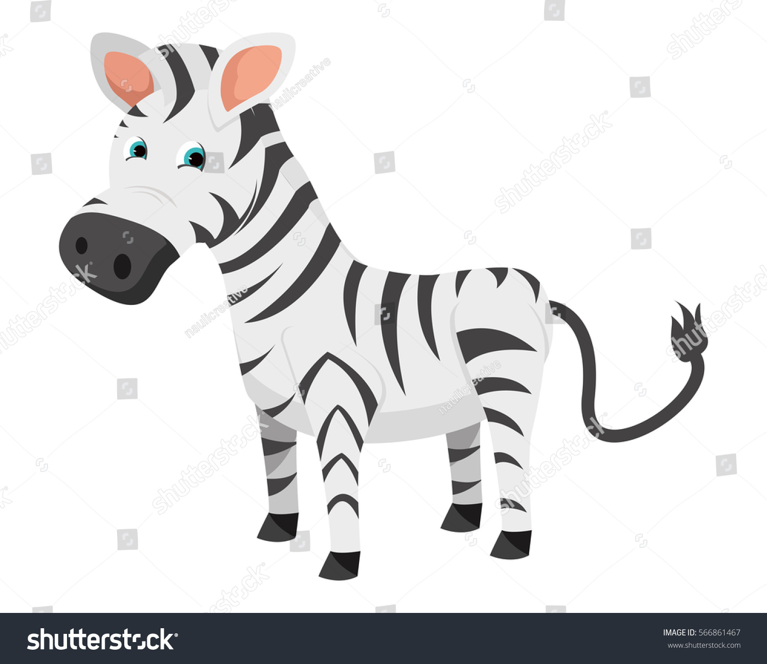 Cute Flat Animal Character Logo Zebra Stock Vector (Royalty Free ...