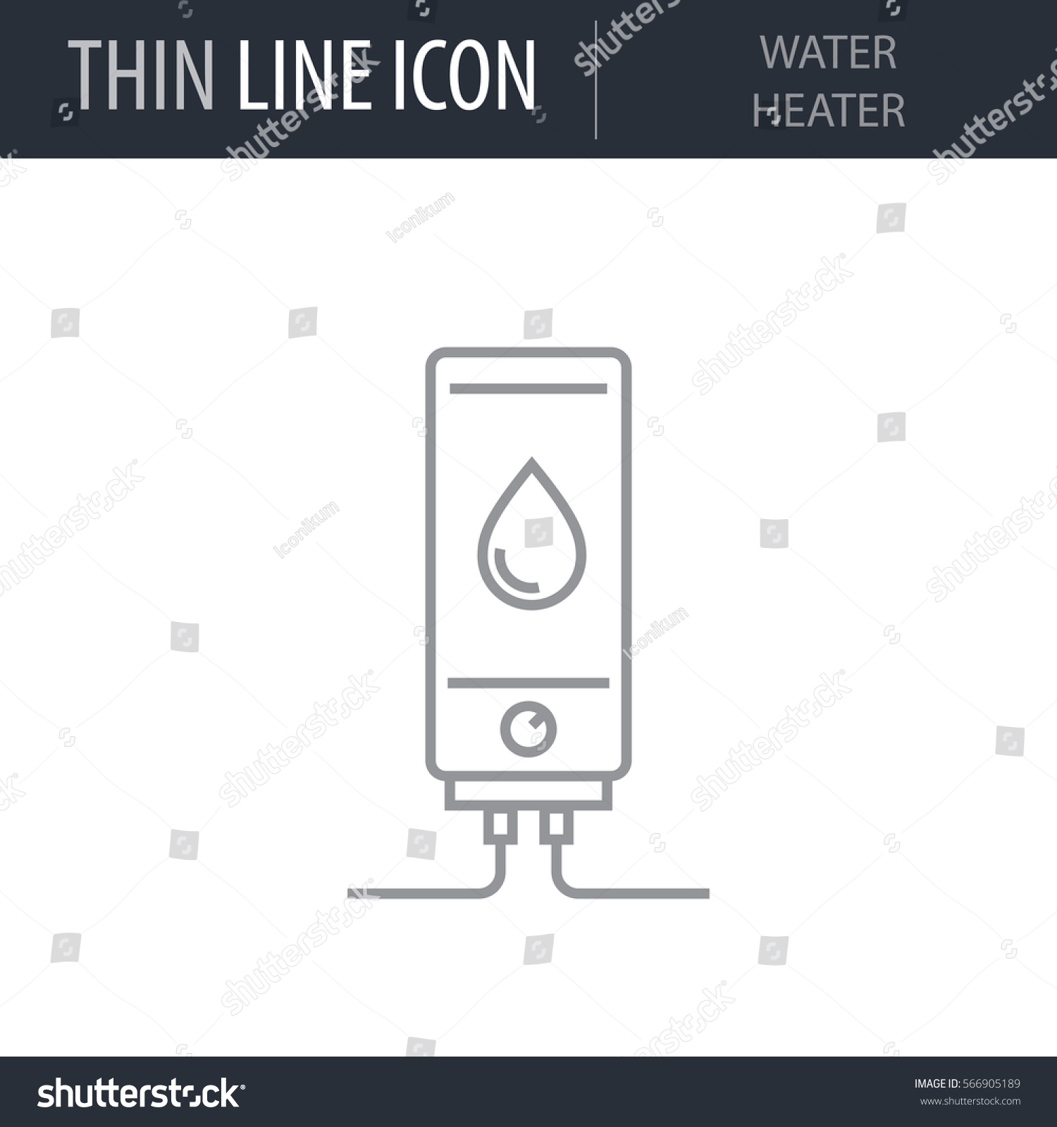 Symbol Water Heater Thin Line Icon Stock Vector (Royalty Free ...