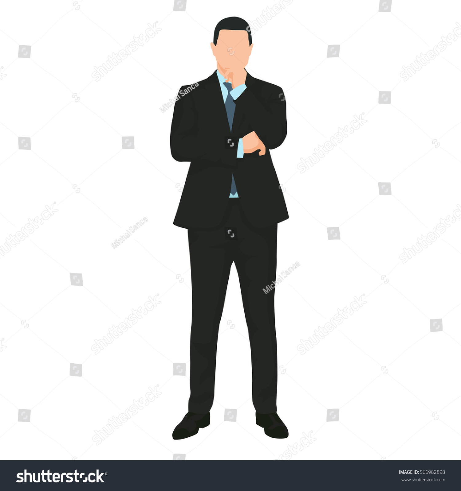 Businessman Thinking Man Dark Suit Standing Stock Vector (Royalty Free ...