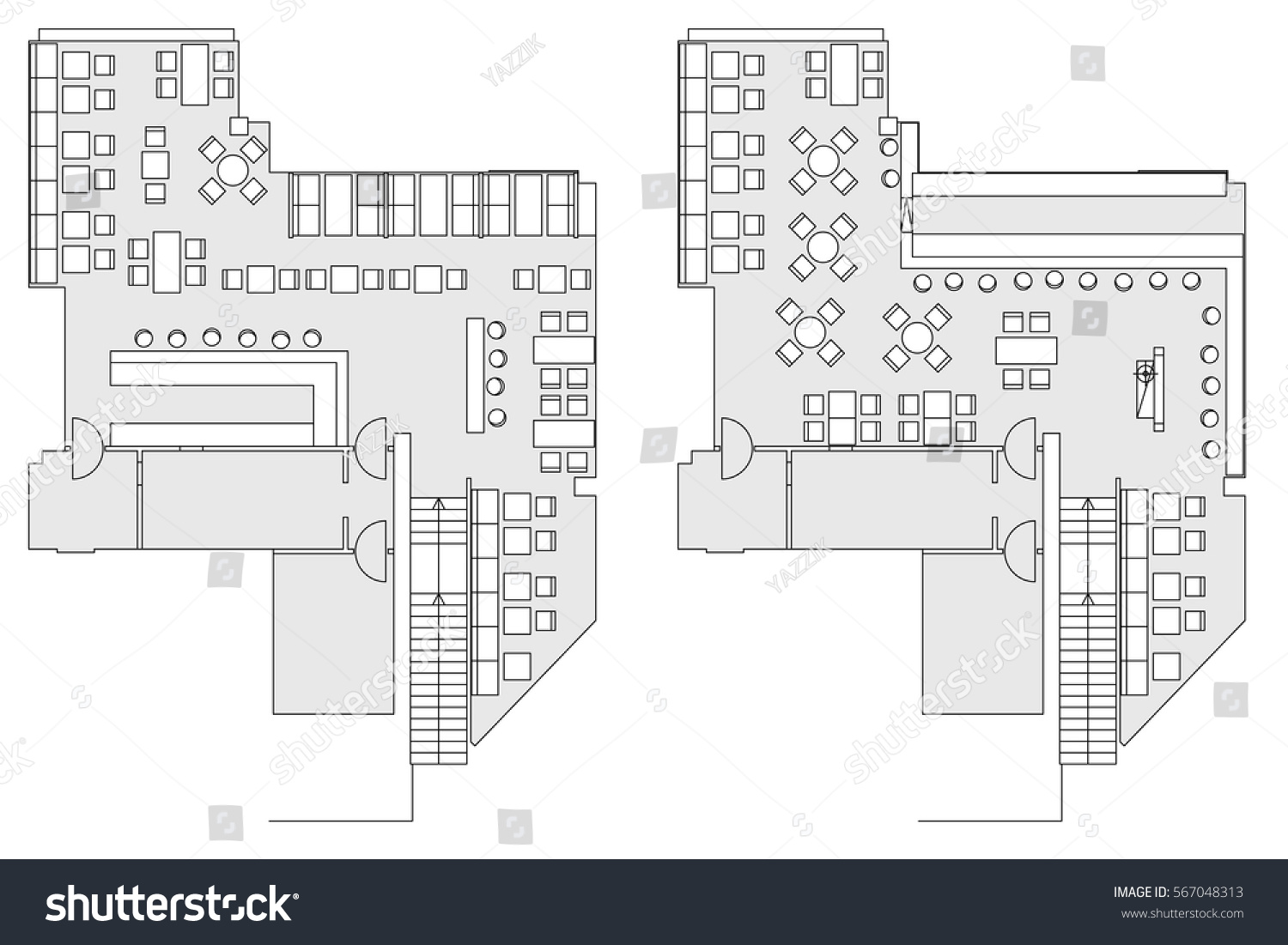 Símbolos De Mobiliario Estándar Utilizados En Vector De Stock Libre De Regalías 567048313 6488