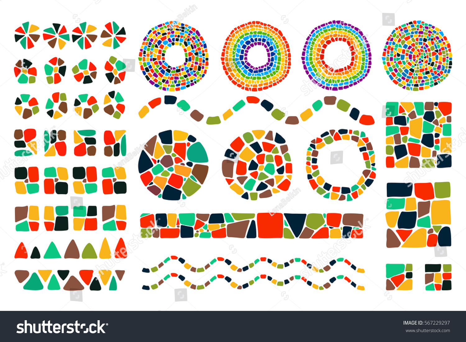 Set Bright Mosaic Design Elements On Stock Vector (Royalty Free ...