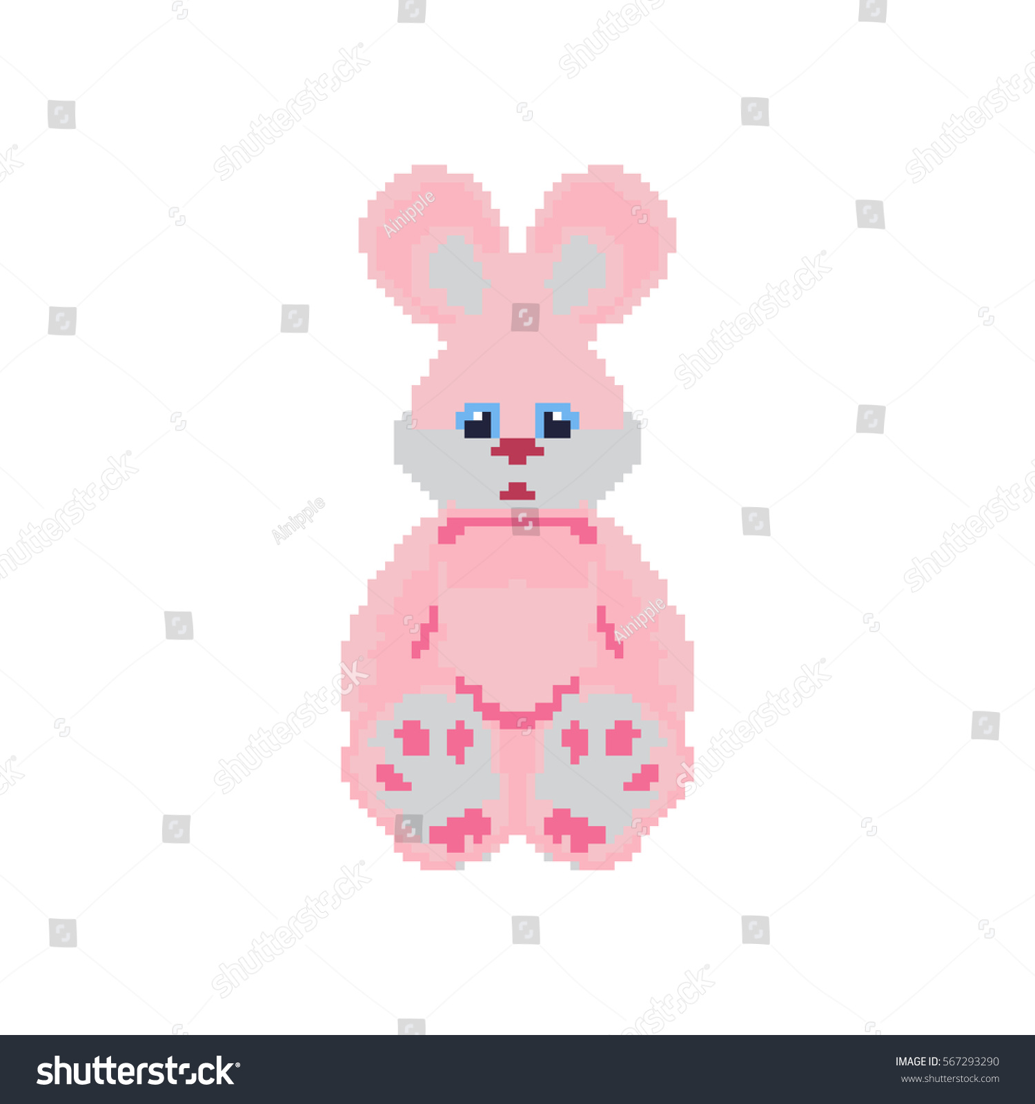 Pixel Art Plush Bunny Rabbit Valentines Stock Vector (Royalty Free ...