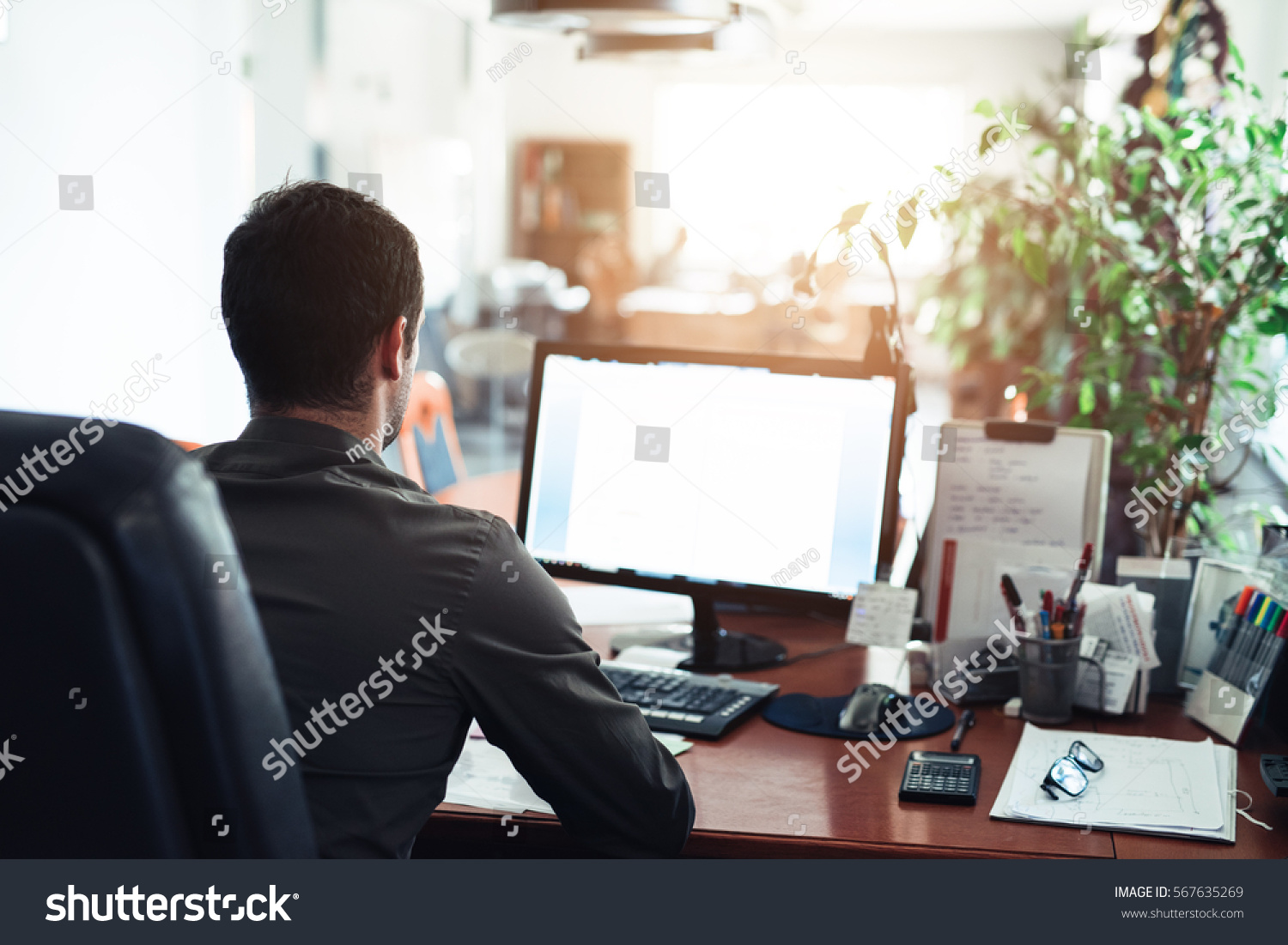 Businessman Hard Work On Computer Office Stock Photo 567635269 ...