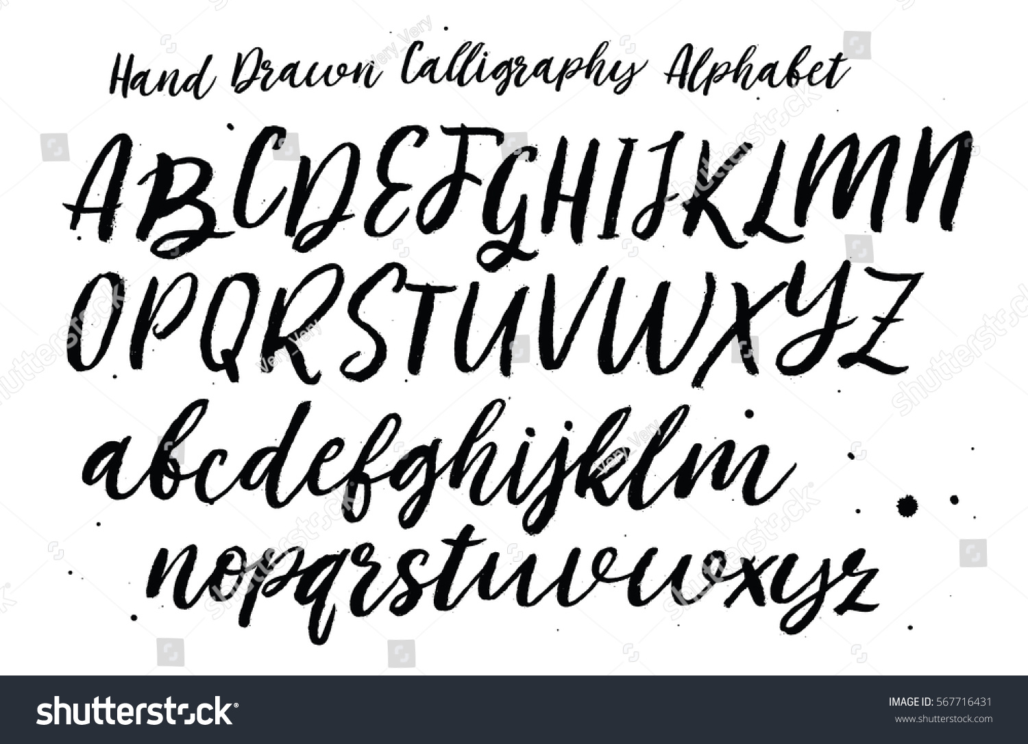 Hand Drawn Typeface Set Brush Painted Stock Vector (Royalty Free ...