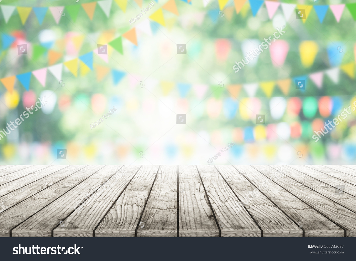 Empty Wooden Table Party Garden Background Stock Photo 567733687 ...