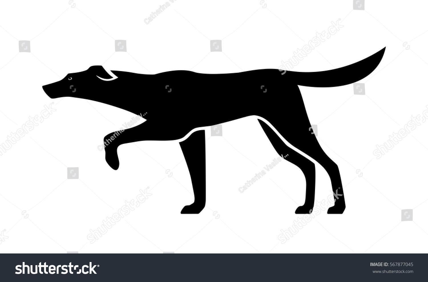 Black Silhouette Dog Raised Paw Vector Stock Vector (Royalty Free ...