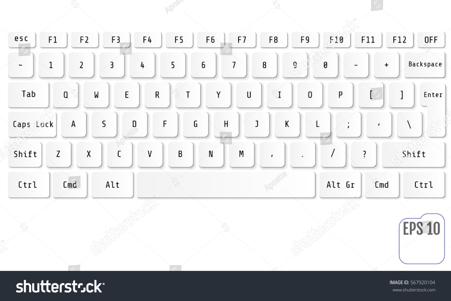 Vector Illustration White Modern Laptop Keyboard Stock Vector (Royalty ...