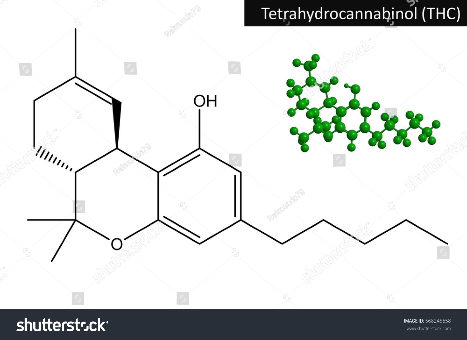 Molecular Structure Tetrahydrocannabinol Thc Compound Principal Stock Illustration 568245658 2397