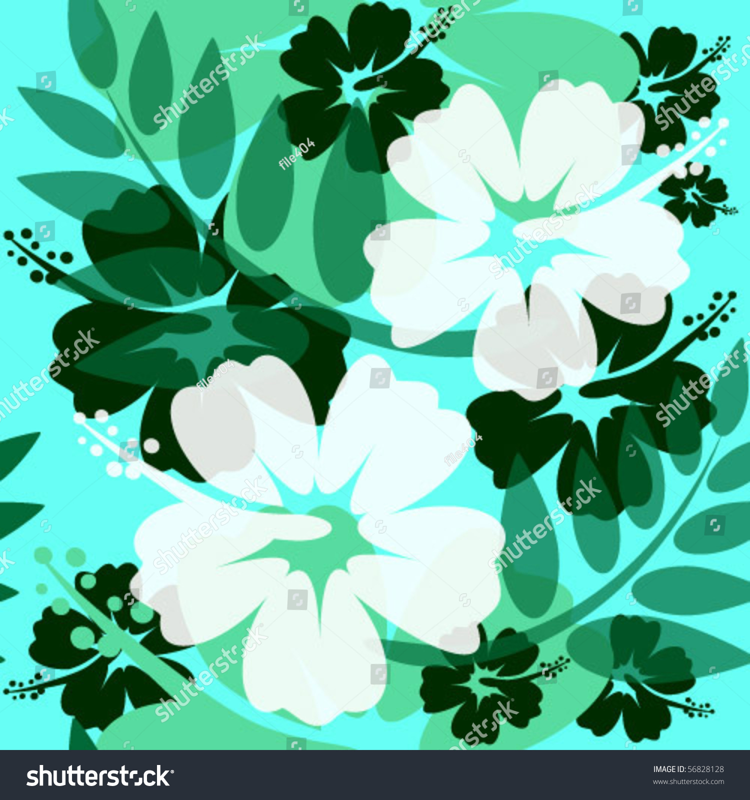 Seamless Hibiscus Flower Background Stock Vector (Royalty Free