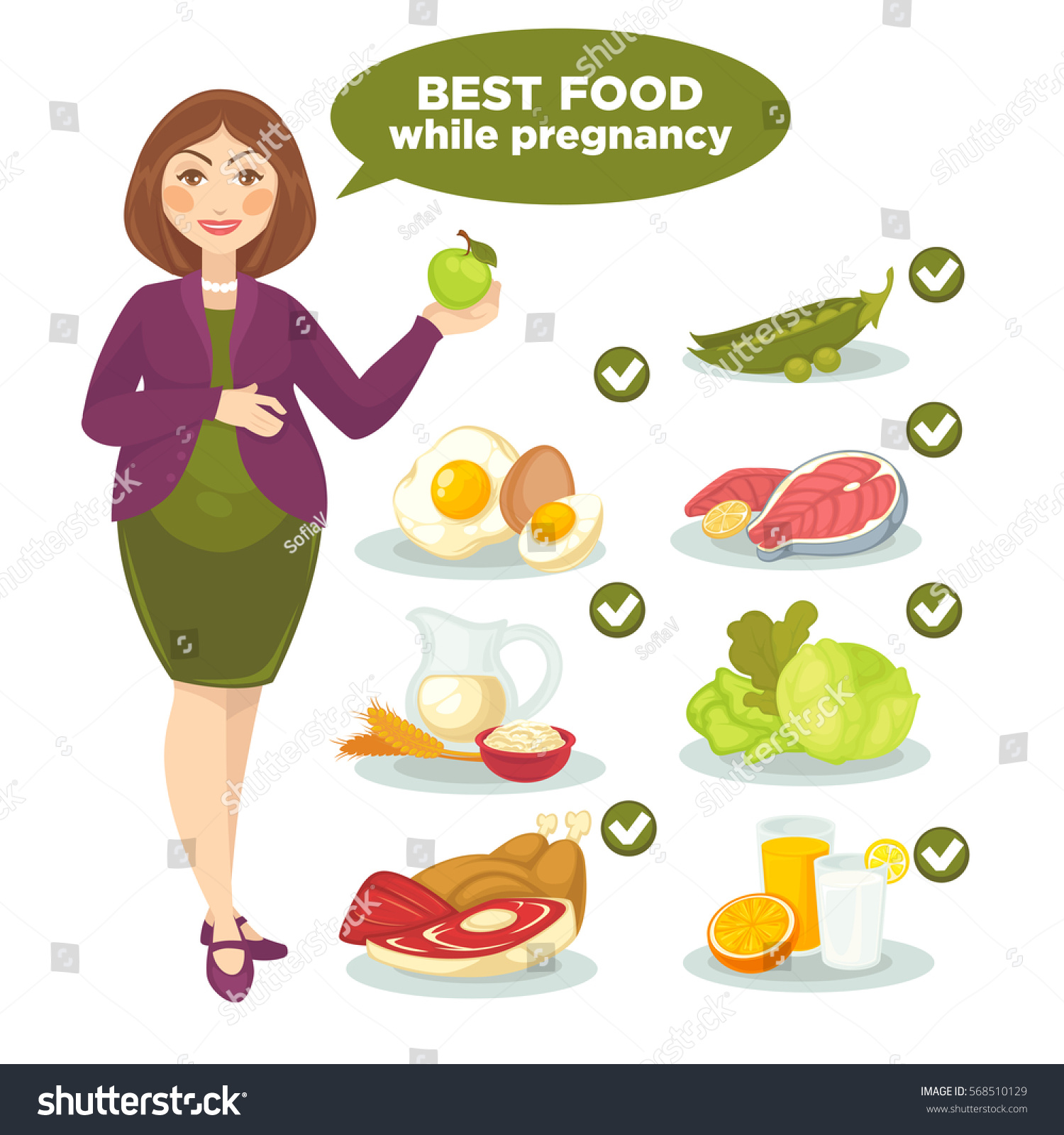 Vector Set Woman Health Food Pregnant Stock Vector (Royalty Free) 568510129 | Shutterstock