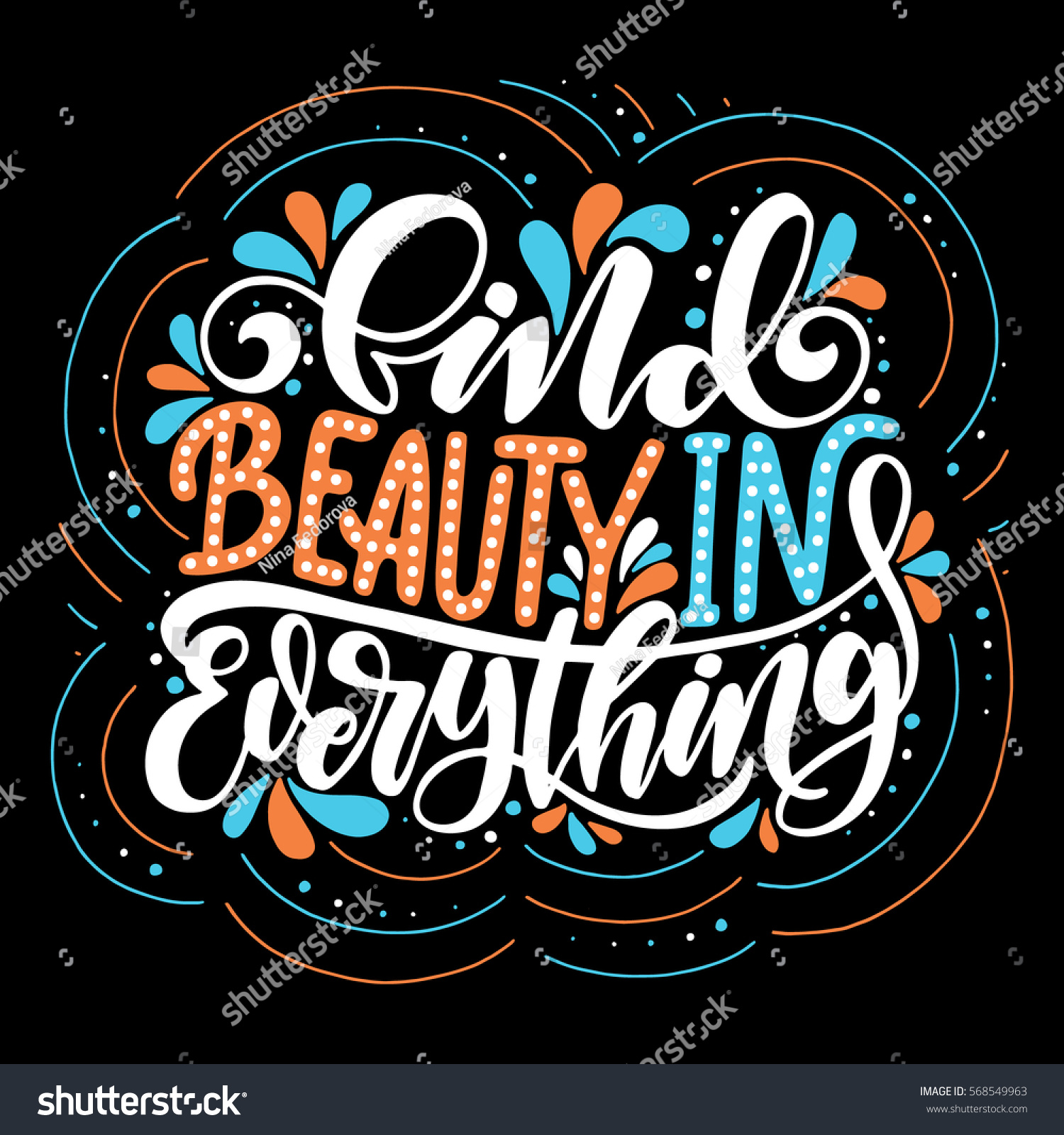 Find Beauty Everythinginspirational Quotehand Drawn Illustration Stock Vector Royalty Free