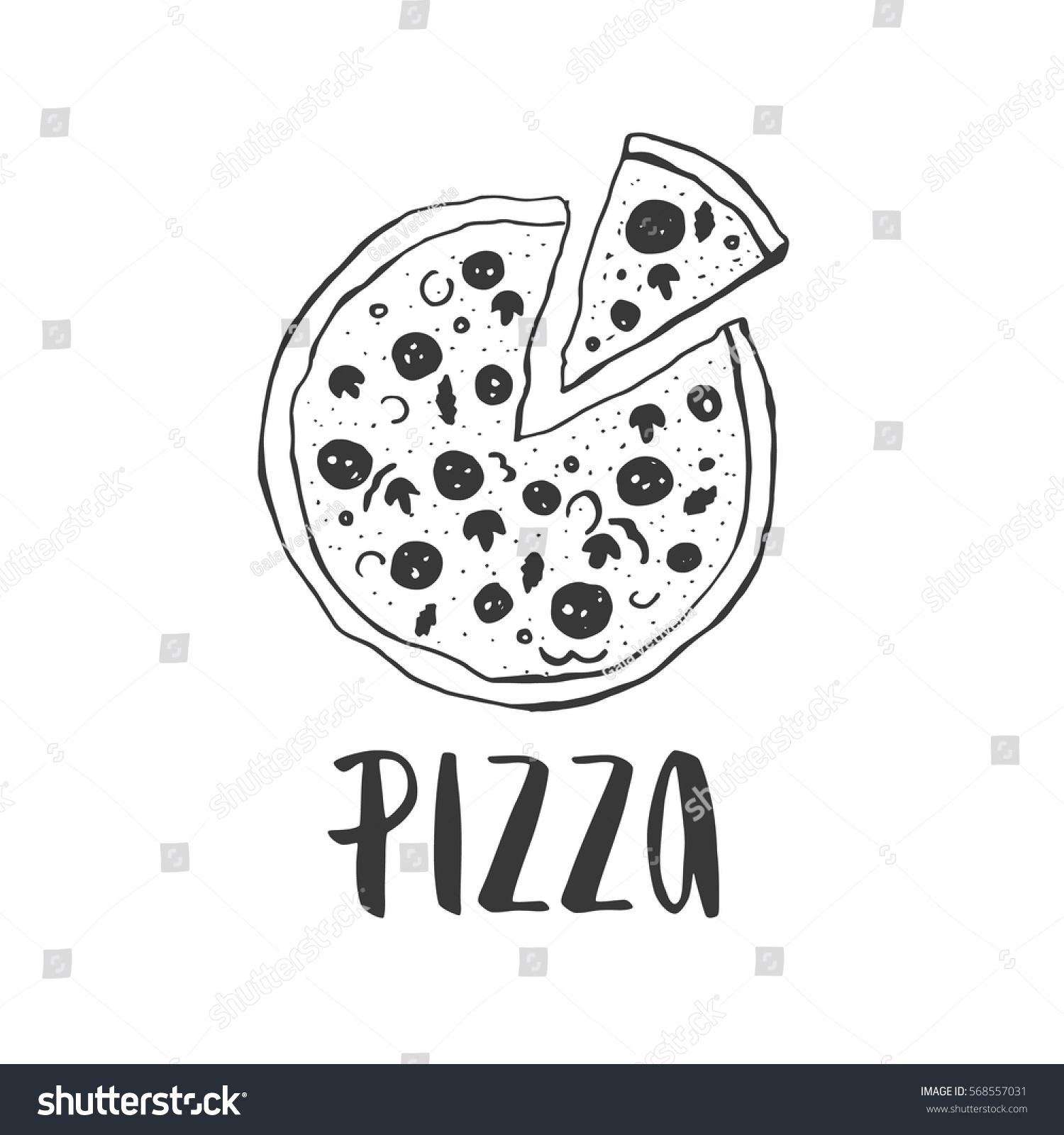 Пицца надпись черно белая