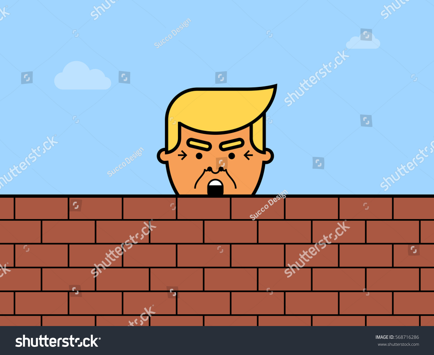 Vektor Stok Donald Trump Behind Brick Wall Vector (Tanpa Royalti ...