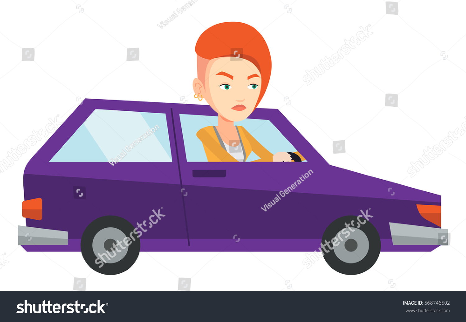 Angry Caucasian Car Driver Stuck Traffic Stock Vector (Royalty Free ...