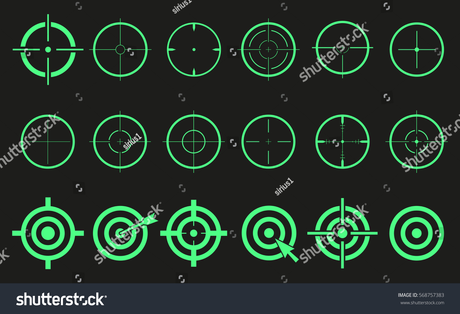 Target Set Icons Sight Sniper Symbol Stock Vector (Royalty Free ...