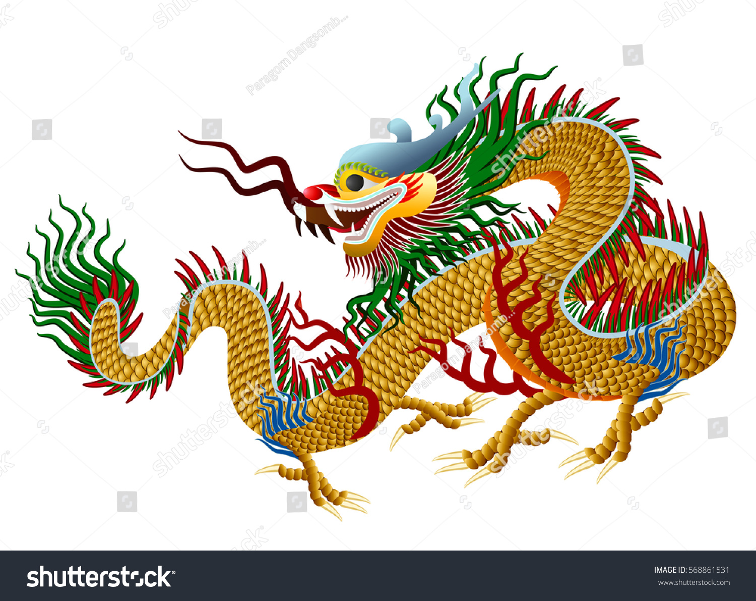 Chinese Dragon On White Background Graphic Stock Vector (Royalty Free ...