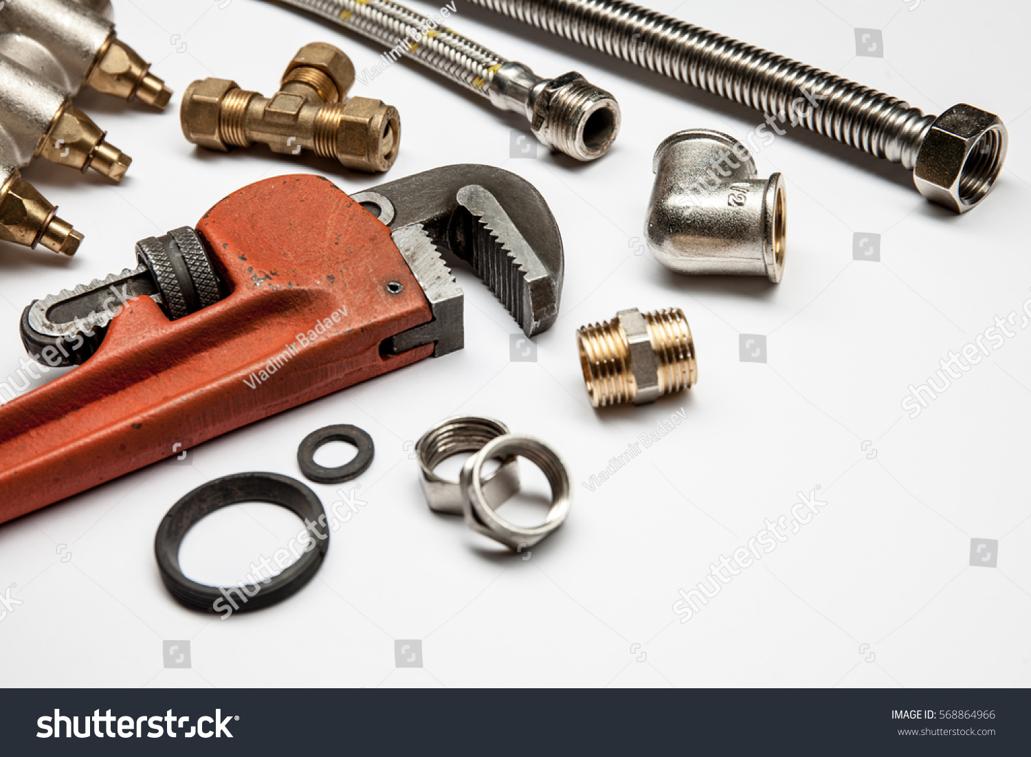 Plumbing Tools Equipment On White Background Stock Photo 568864966 ...