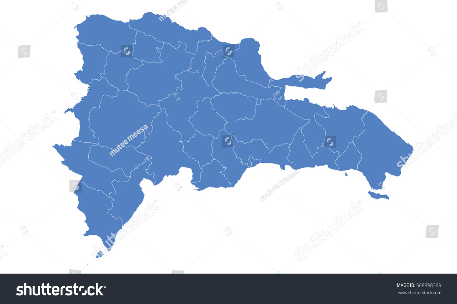 Dominican Republic Map Blue Color Stock Vector (Royalty Free) 568898389 ...