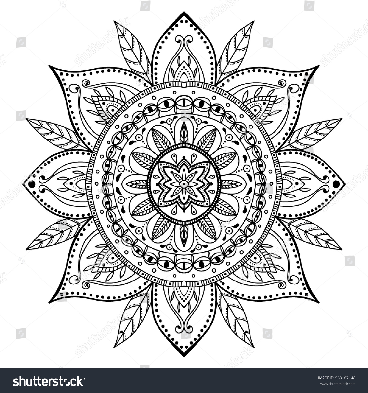 Farbseite. Schöne Mandala (Lizenzfrei) 569187148