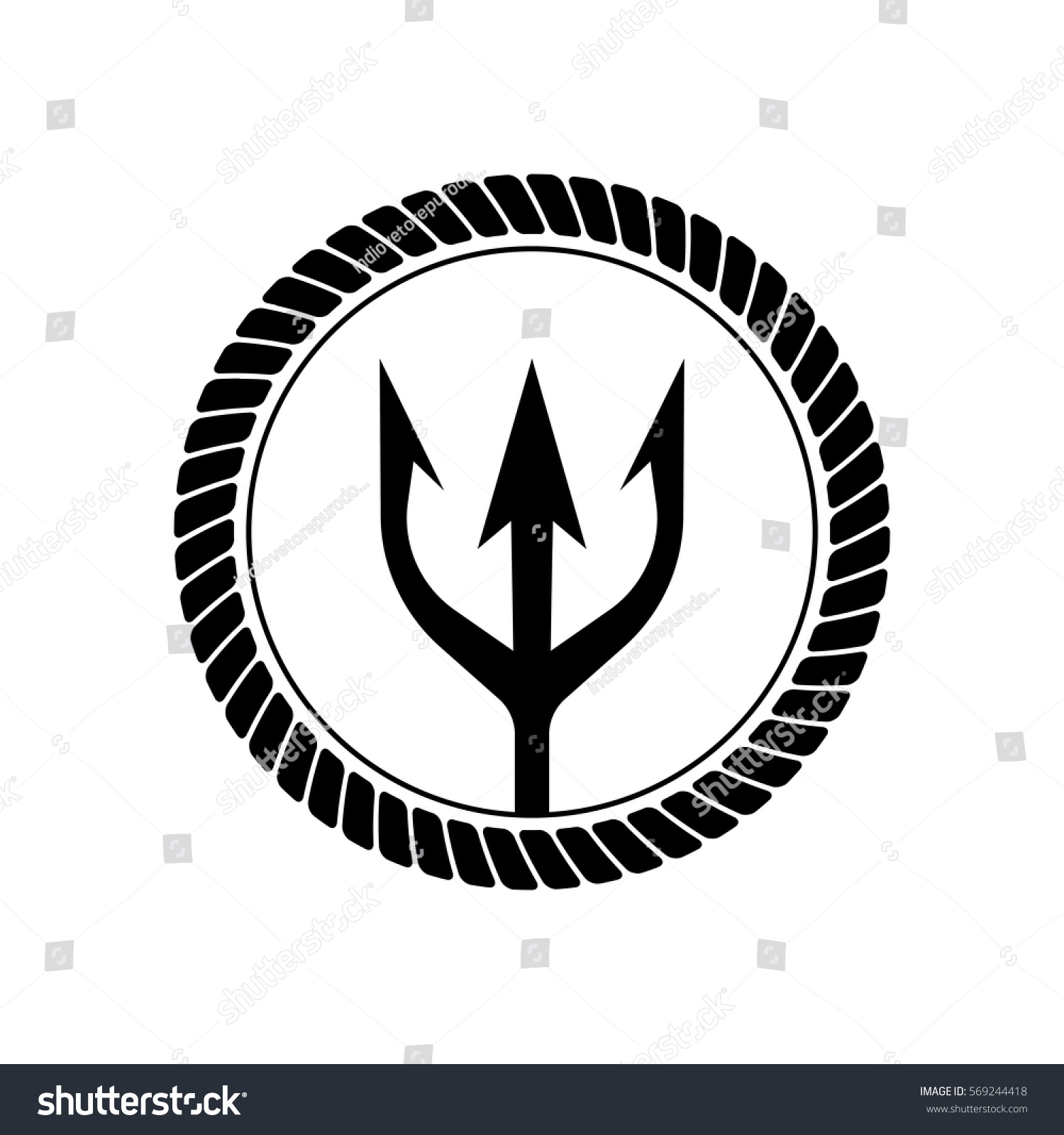 Trident Circle Frame Rope Stock Vector (Royalty Free) 569244418 ...