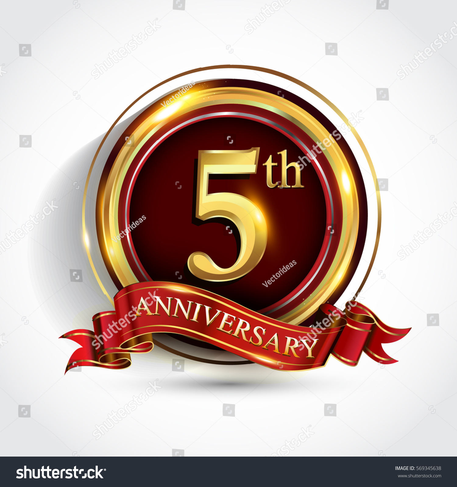 5th Golden Anniversary Logo Five Years Stock Vector (Royalty Free ...