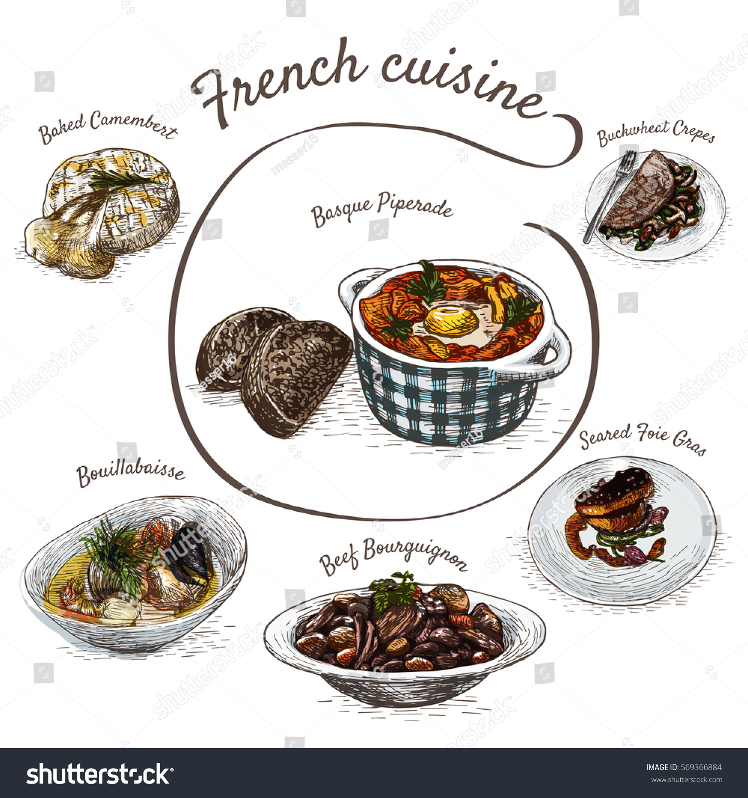 French Menu Colorful Illustration Vector Illustration Stock Vector ...