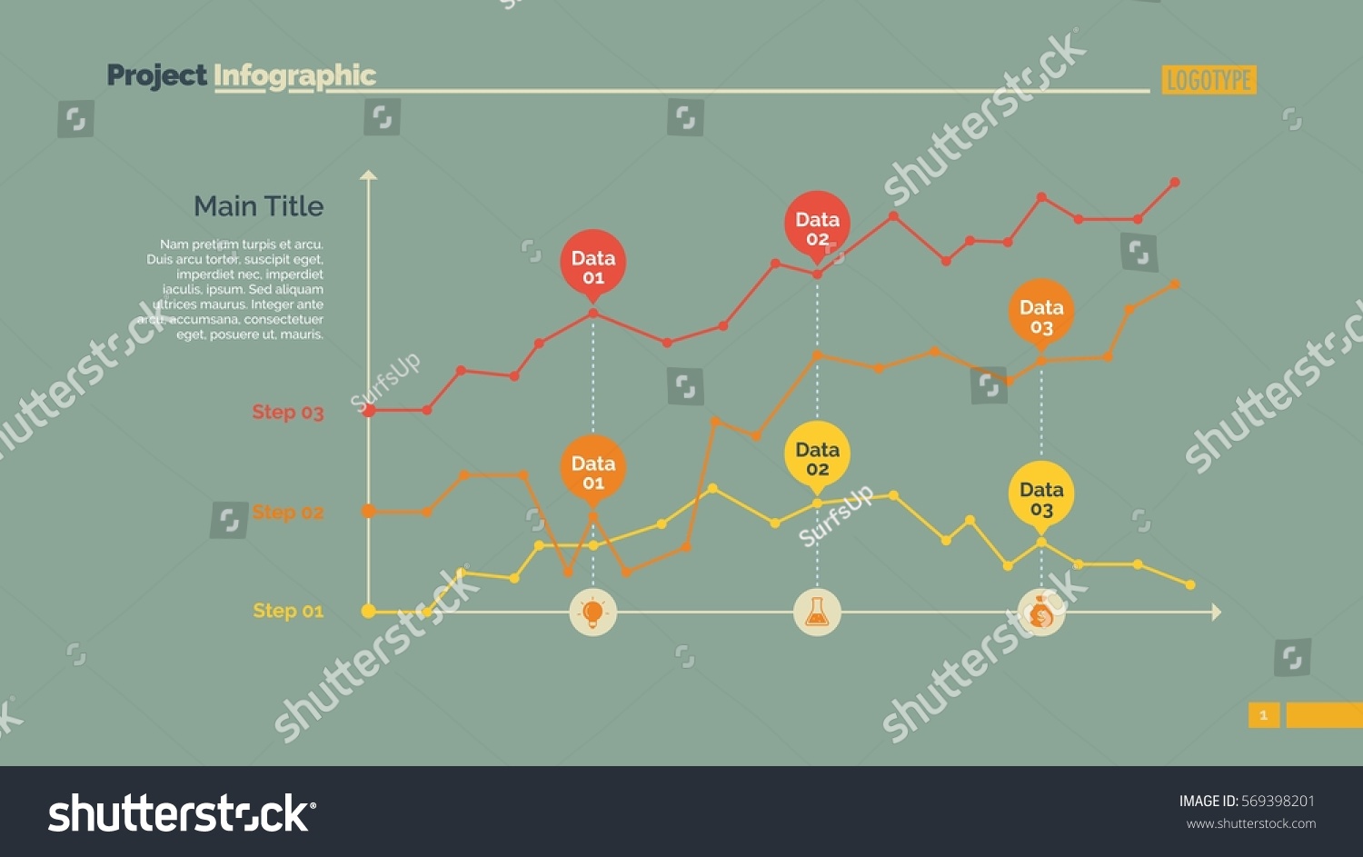 Three Point Charts Slide Template Stock Vector (Royalty Free) 569398201 ...