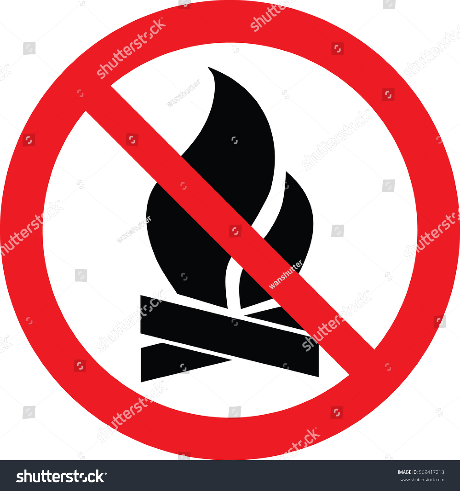 No Fire Vector Sign Stock Vector (royalty Free) 569417218 