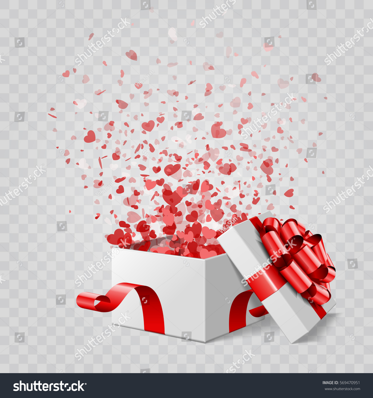 Gift Box Hearts Confetti Isolated Easy Stock Vector (Royalty Free ...