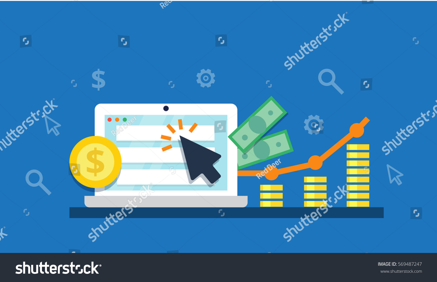 Pay Per Click Concept Flat Vector Stock Vector (Royalty Free) 569487247 ...